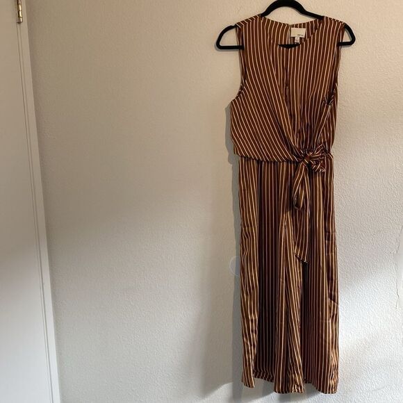 Anthropologie Greylin Brown Striped Jumpsuit Size Large - Picture 4 of 10